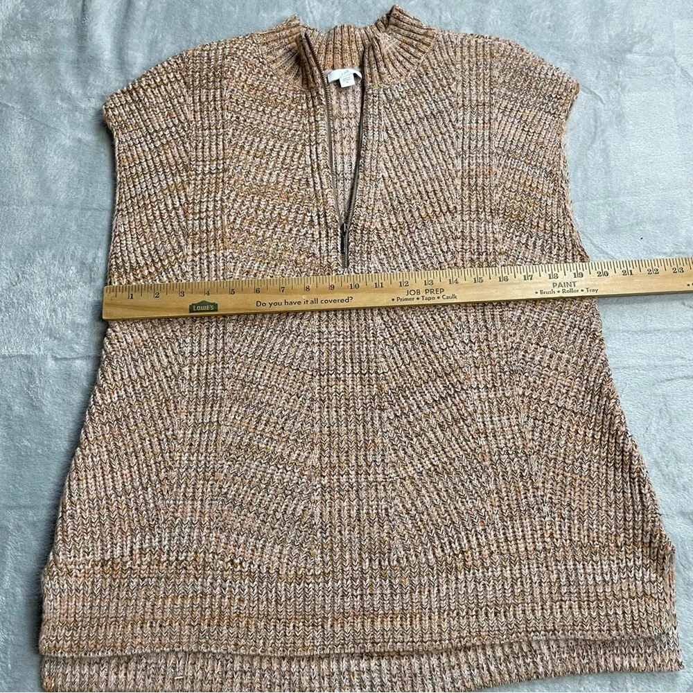 J.Jill‎ Sweater Vest Medium Rib Knit Sleeveless 1/4 Zip Pumpkin Spice Marl